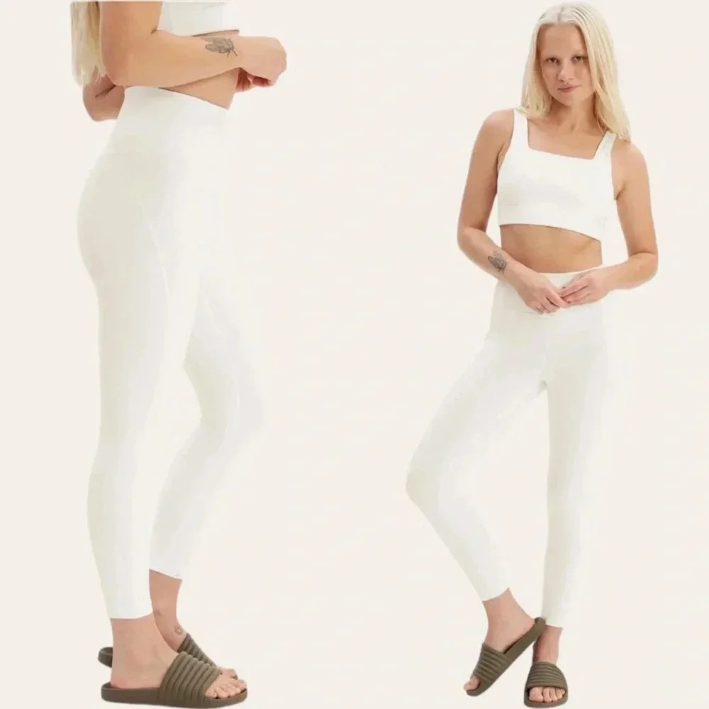 NWT Girlfriend Collective high rise compressive leggings Ivory XS 28.5” - Picture 2 of 8